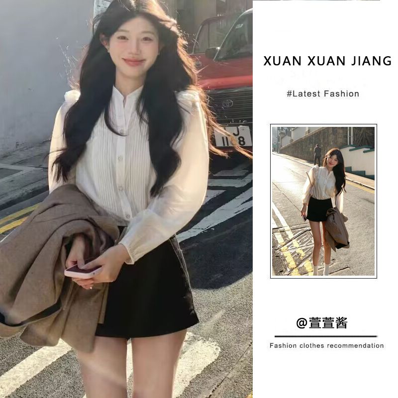 套裝女2024春季新款純欲風辣妹設計感薄款長袖襯衫高腰顯瘦半身裙