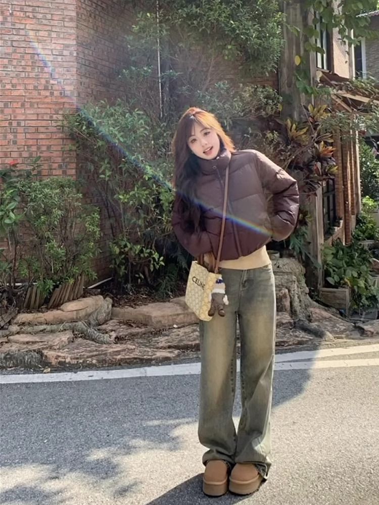 高腰闊腿牛仔褲女春秋季2023新款直筒寬鬆復古小個子窄版拖地褲子