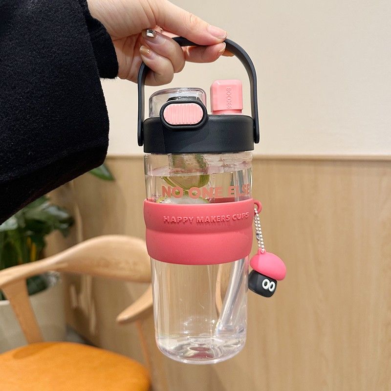 水杯女生大容量高颜值耐高温食品级双饮口带茶隔便携塑料随手杯子