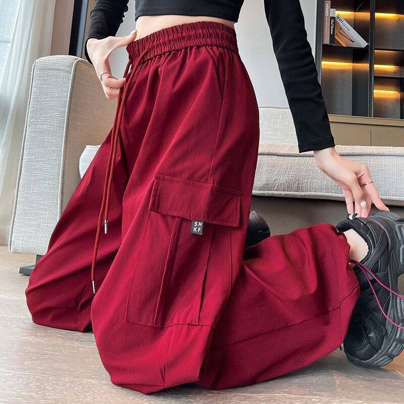 American casual overalls for women 2024 spring and autumn new high-waisted loose slimming straight-leg harem sweatpants