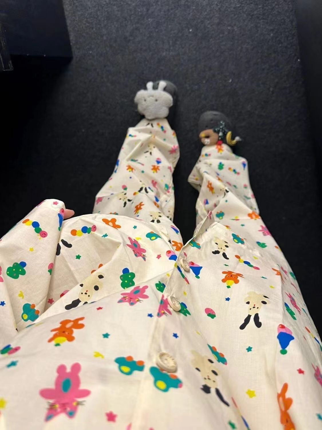 Korean style colorful Dalmatian print pajamas for women spring and autumn pure cotton long-sleeved Internet celebrity style home clothes set that can be worn outside