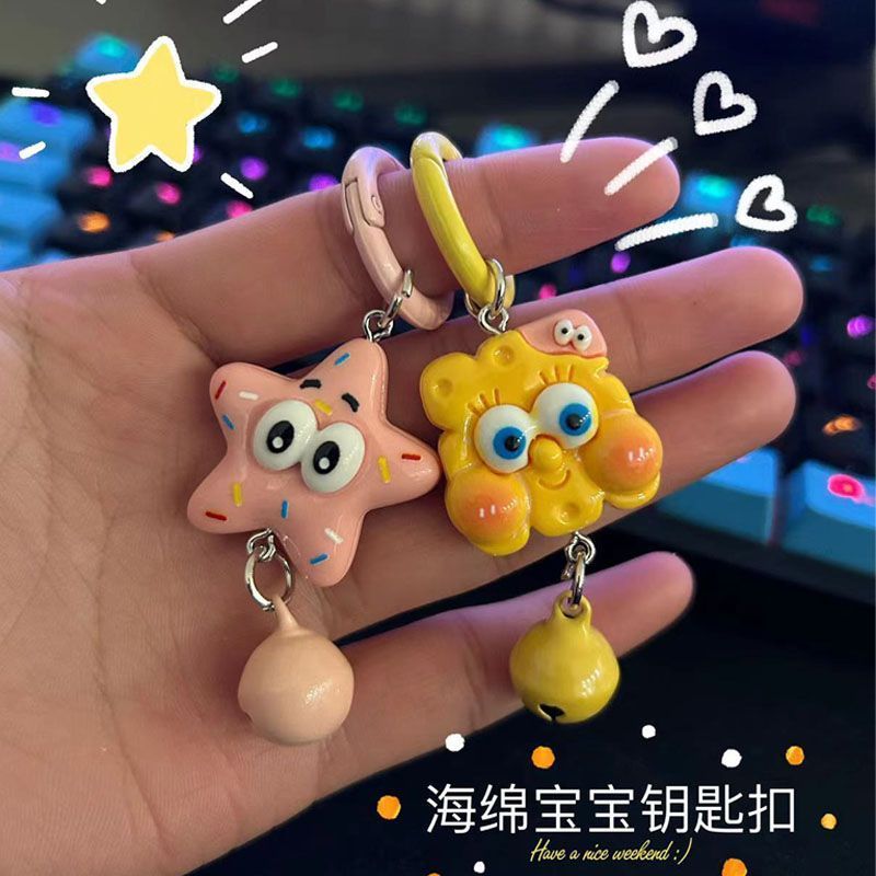 New SpongeBob SquarePants Patrick Star Keychain Cute Cartoon Pendant Girl School Bag Accessories Gift Best Friend