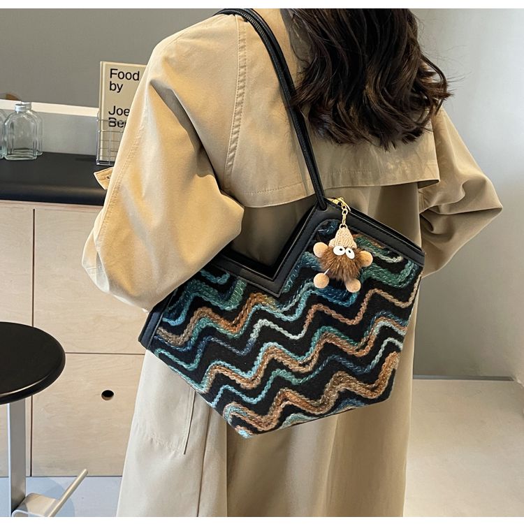 Borsa a tracolla singola da ascella, con tracolla a secchiello, stile vintage, ricamata, per donna, 2024, nuova tendenza casual di fascia alta_voghion.com