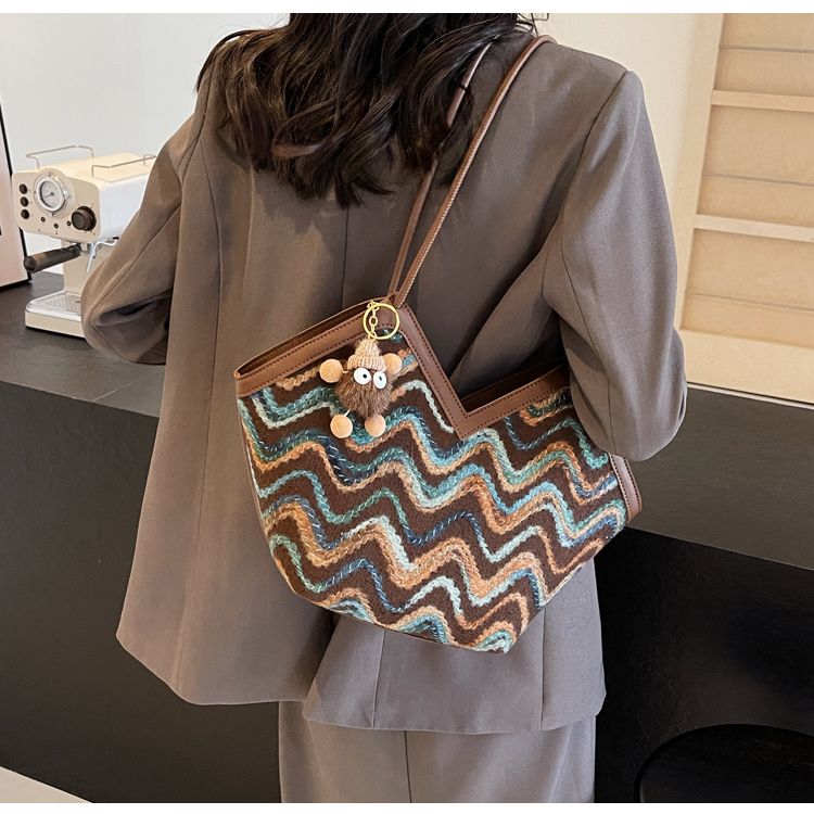 Borsa a tracolla singola da ascella, con tracolla a secchiello, stile vintage, ricamata, per donna, 2024, nuova tendenza casual di fascia alta_voghion.com
