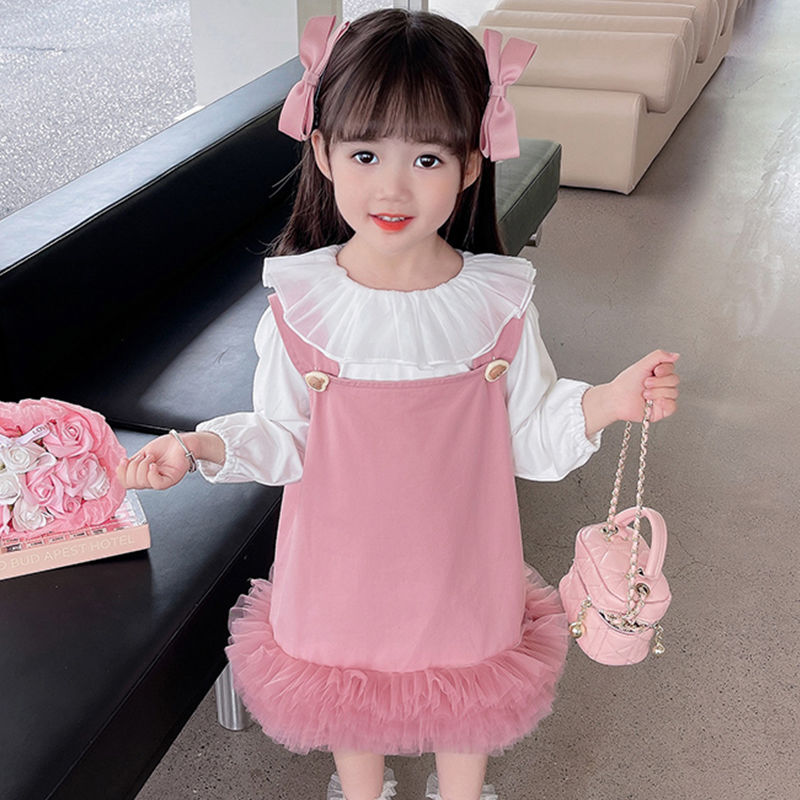 Children's sweet, cute and fashionable girls' spring and autumn long-sleeved princess dress suit baby girl's spring fashion trend
