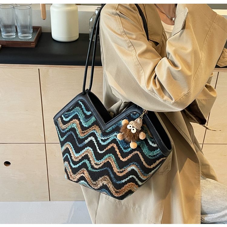 Borsa a tracolla singola da ascella, con tracolla a secchiello, stile vintage, ricamata, per donna, 2024, nuova tendenza casual di fascia alta_voghion.com