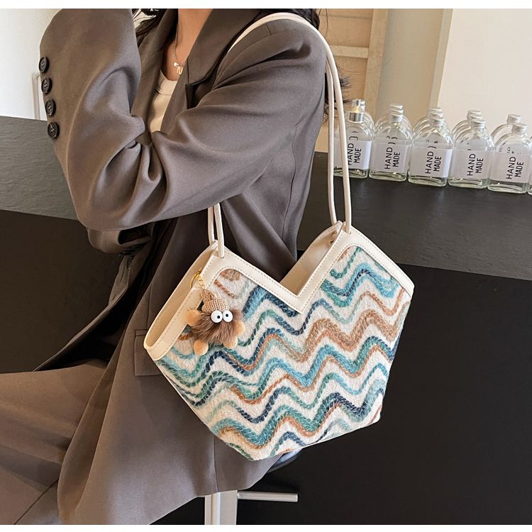 Borsa a tracolla singola da ascella, con tracolla a secchiello, stile vintage, ricamata, per donna, 2024, nuova tendenza casual di fascia alta_voghion.com