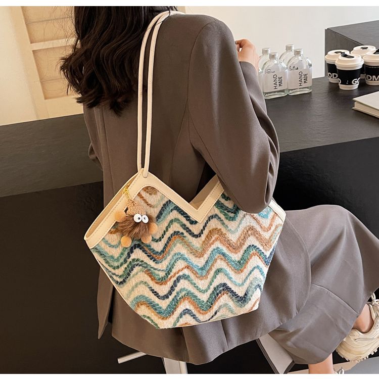 Borsa a tracolla singola da ascella, con tracolla a secchiello, stile vintage, ricamata, per donna, 2024, nuova tendenza casual di fascia alta_voghion.com
