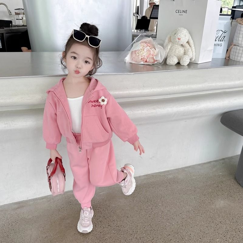 Girls Suits Spring and Autumn 2024 New Internet Celebrity Style Girls Baby Children's Sports Clothes Children's Clothes Spring Clothes