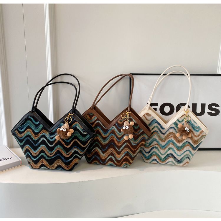 Borsa a tracolla singola da ascella, con tracolla a secchiello, stile vintage, ricamata, per donna, 2024, nuova tendenza casual di fascia alta_voghion.com