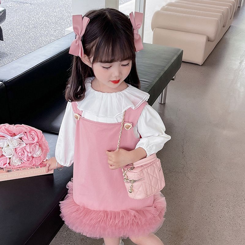 Children's sweet, cute and fashionable girls' spring and autumn long-sleeved princess dress suit baby girl's spring fashion trend
