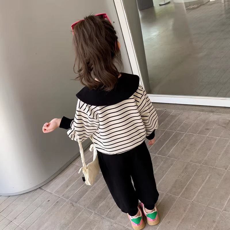 Girls suit spring and autumn 2024 new children's fashionable baby girl pure cotton sweatshirt casual spring two-piece set