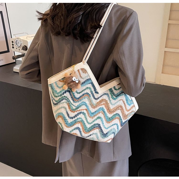 Borsa a tracolla singola da ascella, con tracolla a secchiello, stile vintage, ricamata, per donna, 2024, nuova tendenza casual di fascia alta_voghion.com