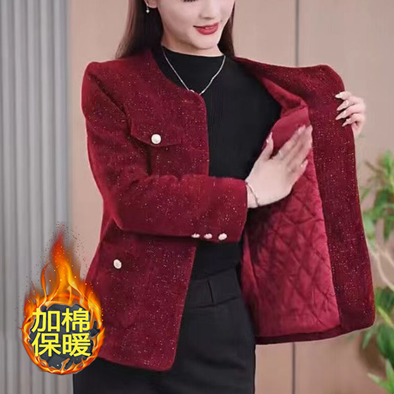 Xiaoxiangfeng woolen short coat for middle-aged and elderly people 2023 new winter style slim and versatile age-reducing trendy top