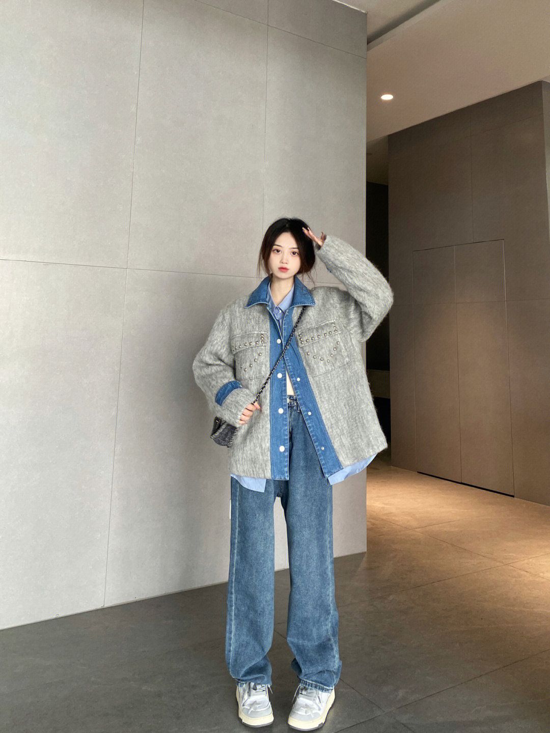 拼接設計感夾克外套女早春2024年新款高級感小眾寬鬆休閒氣質大衣