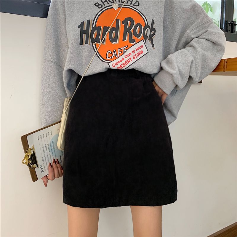 Korean version of solid color casual tight-fitting temperament and western-style covering span and belly-fitting pure lust style hot girl style hip-covering skirt straight skirt