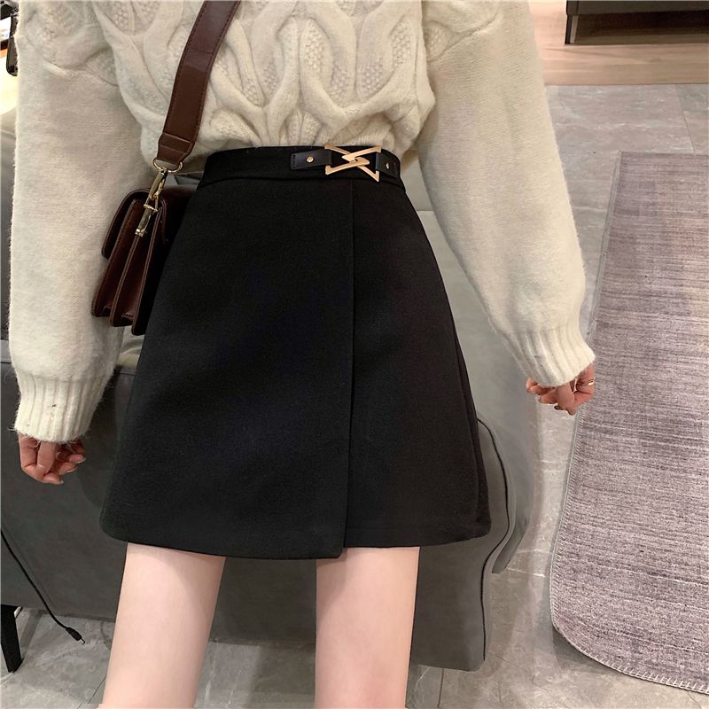 Solid color irregular tight-fitting high-waist elastic waist pure lust style age-reducing design slimming cover-up one-line skirt straight skirt