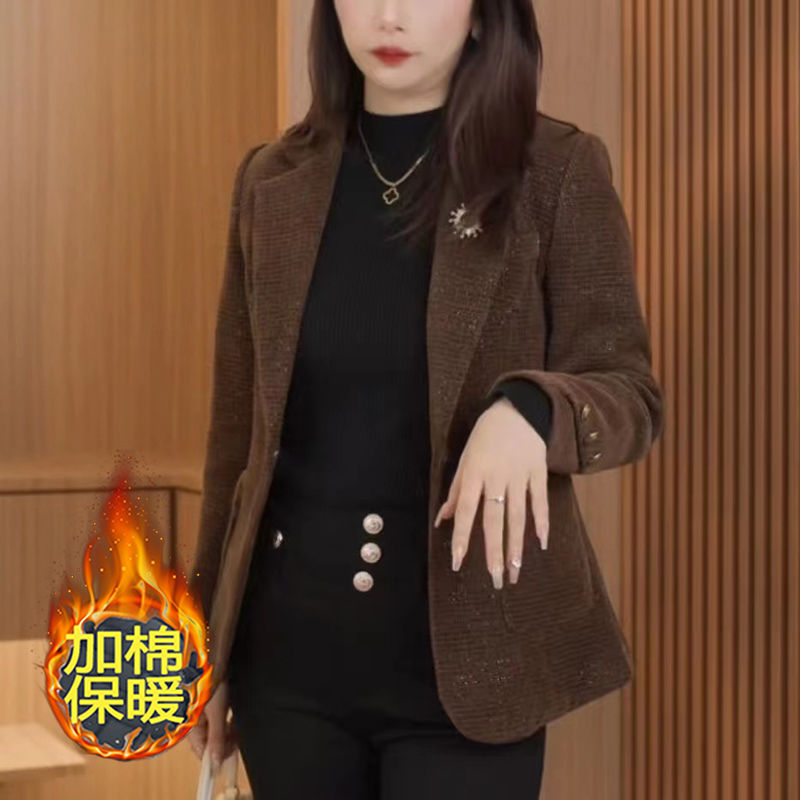 Xiaoxiangfeng temperament suit jacket for women 2024 spring new fashion cotton thickened short suit jacket for small people