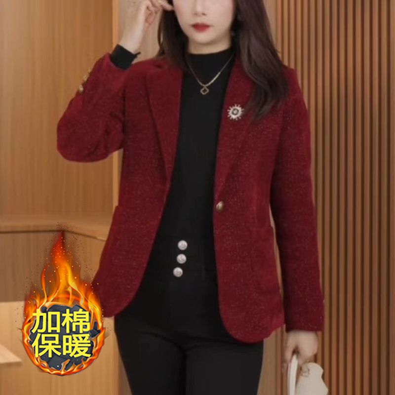 Quilted suit jacket 2024 early spring new style cotton thickened new suit spring and autumn temperament top formal wear young