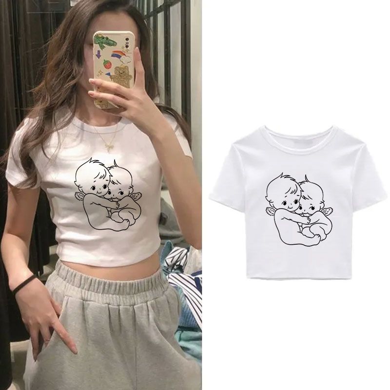 白色t恤女夏新款短袖短款辣妹緊身上衣韓版純棉修身時尚正肩百搭