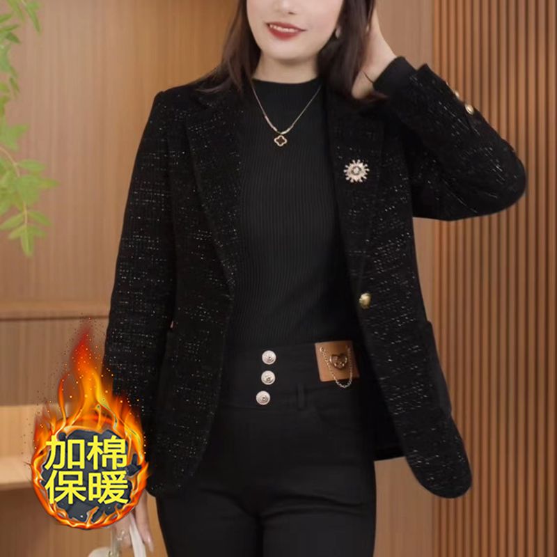 High-end cotton blazer women's 2024 spring and autumn new fashion temperament versatile thickened warm suit top