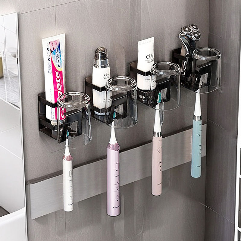 电动牙刷置物架卫生间免打孔牙缸架壁挂式牙杯牙具漱口杯牙膏挂架