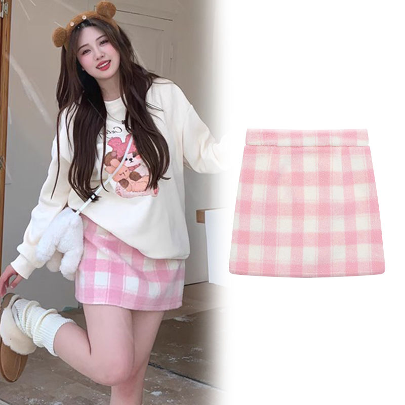 Small college style A-line skirt with sweet style, casual Korean design, lazy style straight skirt, one-line skirt