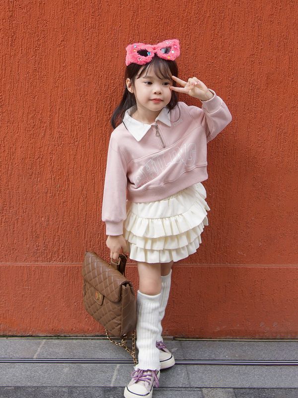 Girls Cake Baby Girl 2024 Autumn Fashionable Outing Autumn Clothing for Children Spring and Autumn Style Children's Clothing for Girls