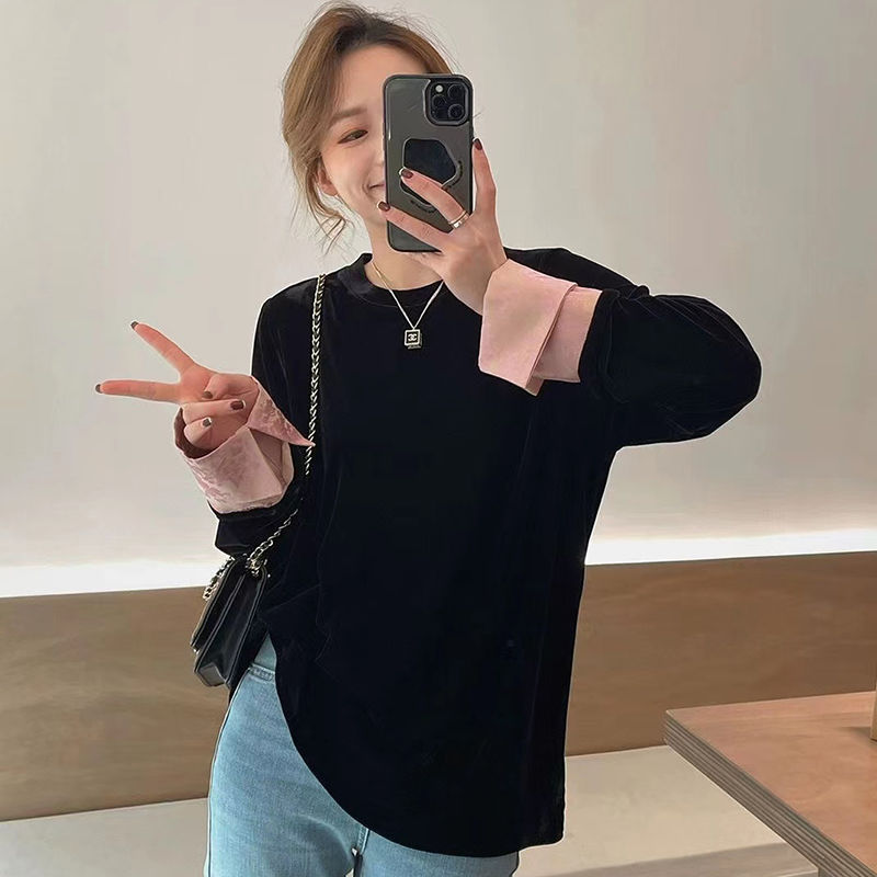 新款時尚打底衫女春季中式國潮風休閒寬鬆顯瘦長袖小眾百搭上衣潮