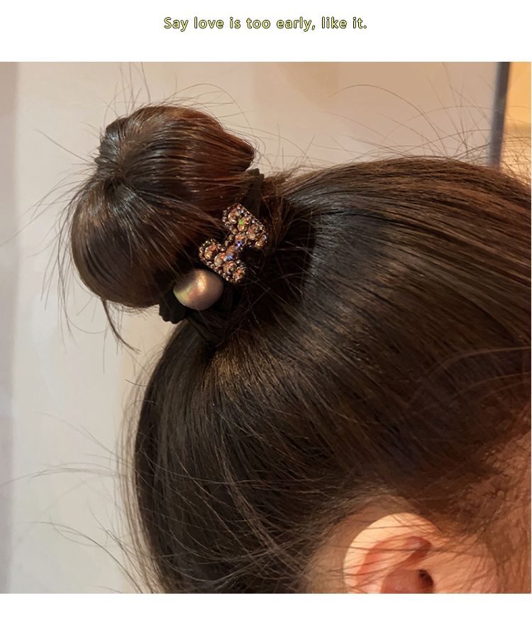 Cinta para el cabello con letras de diamantes de imitación, versión coreana, de alta gama, con gran elasticidad, ideal para coleta, diadema con pompón y goma elástica._voghion.com