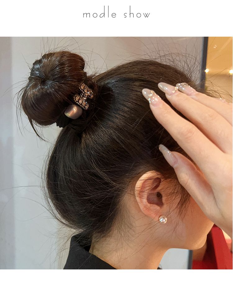 Cinta para el cabello con letras de diamantes de imitación, versión coreana, de alta gama, con gran elasticidad, ideal para coleta, diadema con pompón y goma elástica._voghion.com