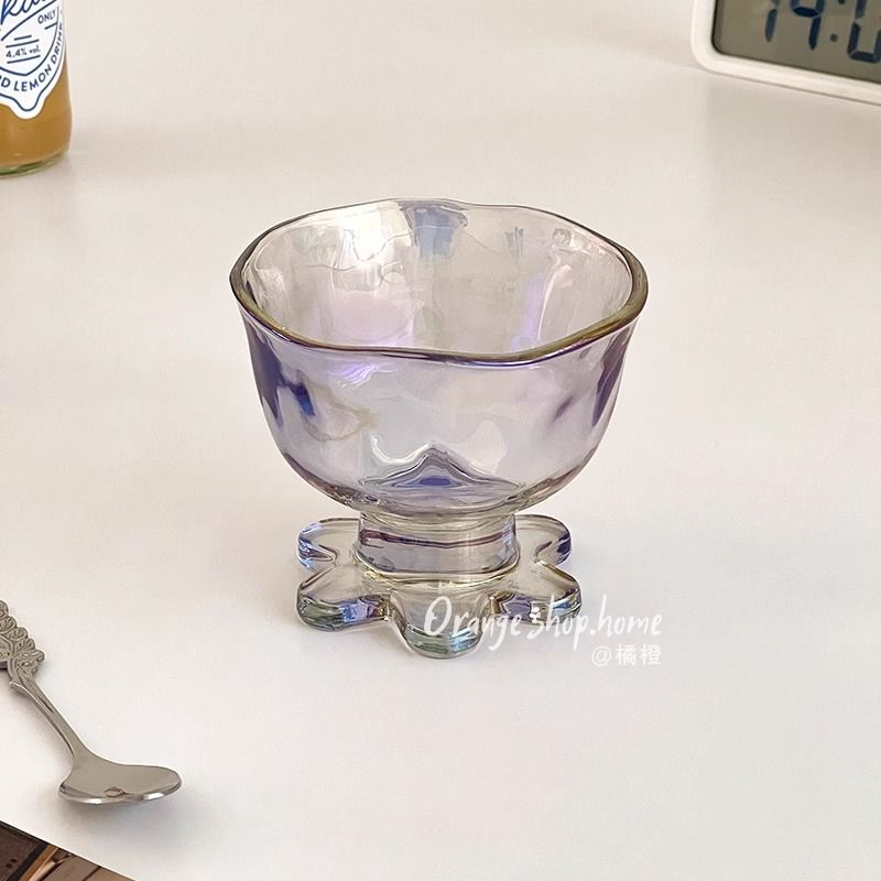 橘橙*水果甜品杯ins风冰淇淋家用女创意玻璃杯早餐杯子紫烟甜品碗