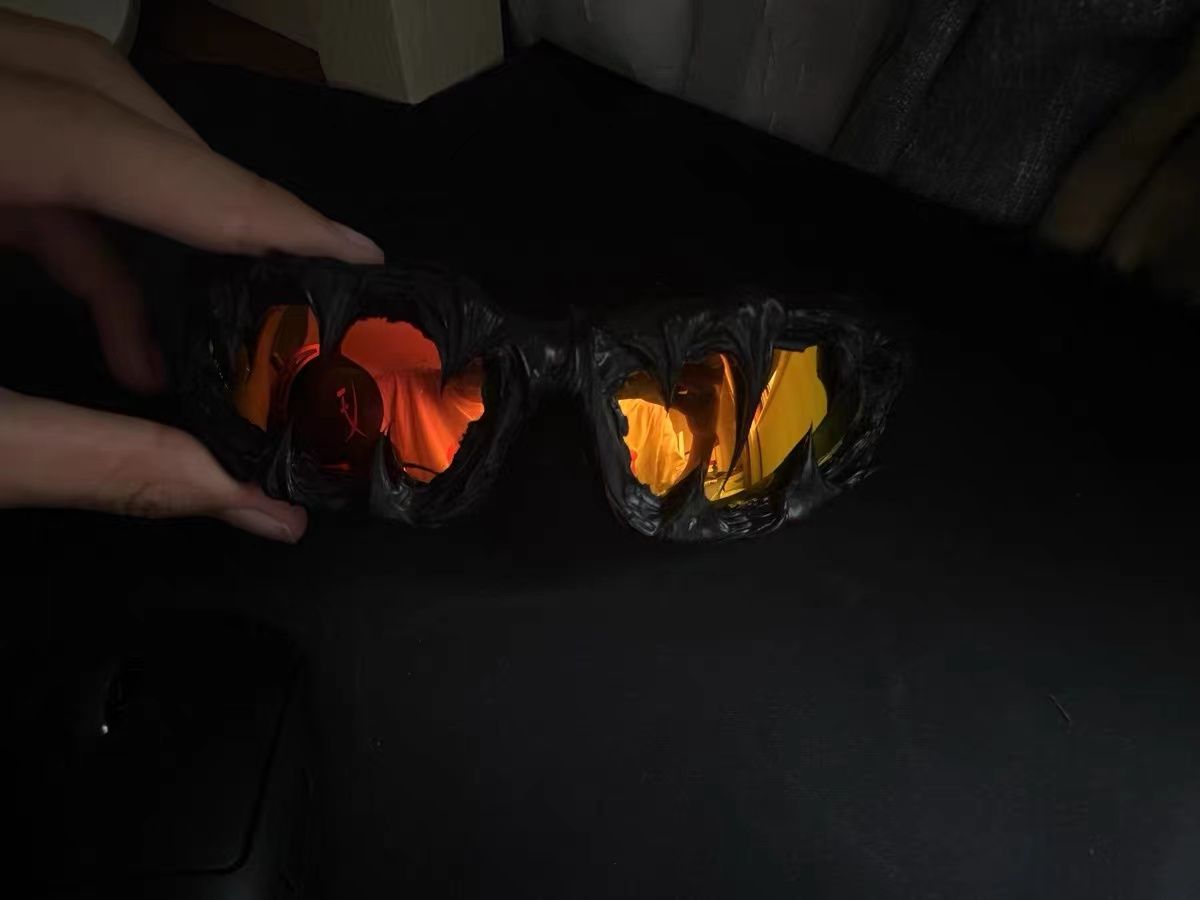 Handmade Drip Glue Sunglasses American Dark Style Cool High End Niche Avant garde [Volcano Red]_voghion.com
