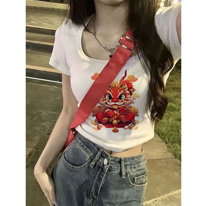 小心機低u領短款露肚臍上衣夏季韓版簡約白色修身顯瘦短袖t恤女裝