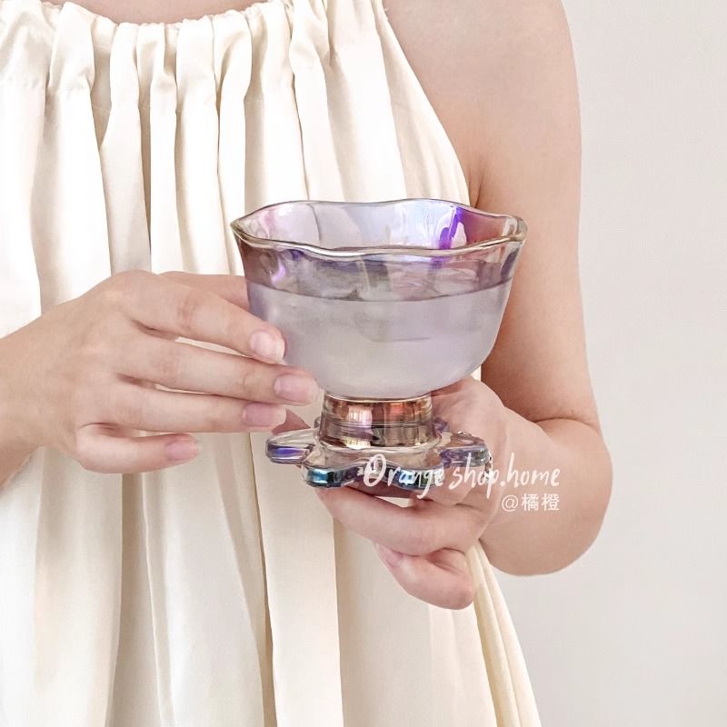 橘橙*水果甜品杯ins风冰淇淋家用女创意玻璃杯早餐杯子紫烟甜品碗