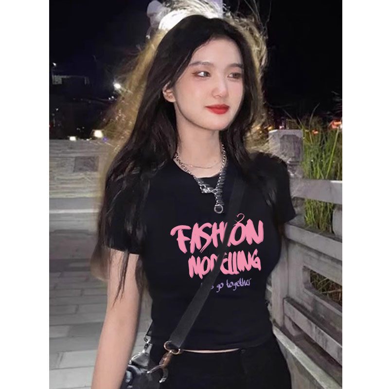 正肩短袖t恤女夏季新款法式奶系溫柔甜美設計感小眾百搭短款上衣