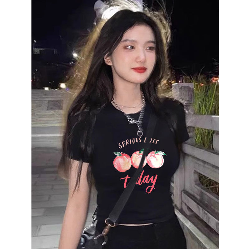 正肩短袖t恤女夏季新款法式奶系溫柔甜美設計感小眾百搭短款上衣