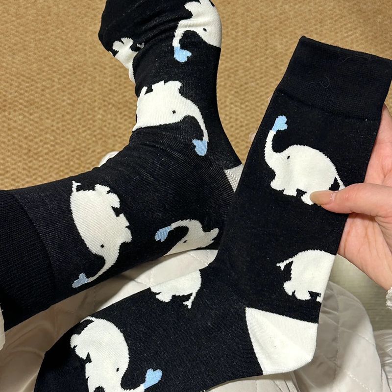 Popular socks for teenagers, women's spring and summer Korean version of Little Elephant Seamless Thin Socks, Chinese and Japanese cute and sweet girls' mid-calf socks