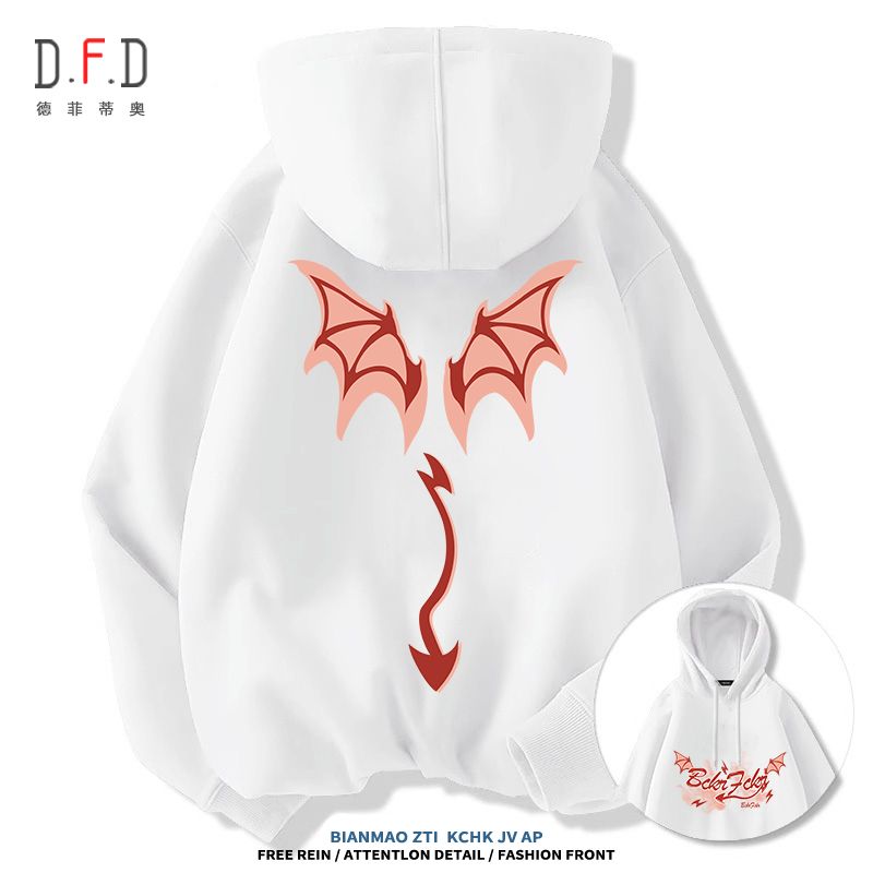 Wear autumn and winter new sweet and cool trendy Korean style vibe devil print student party goodies hooded sweatshirt jacket