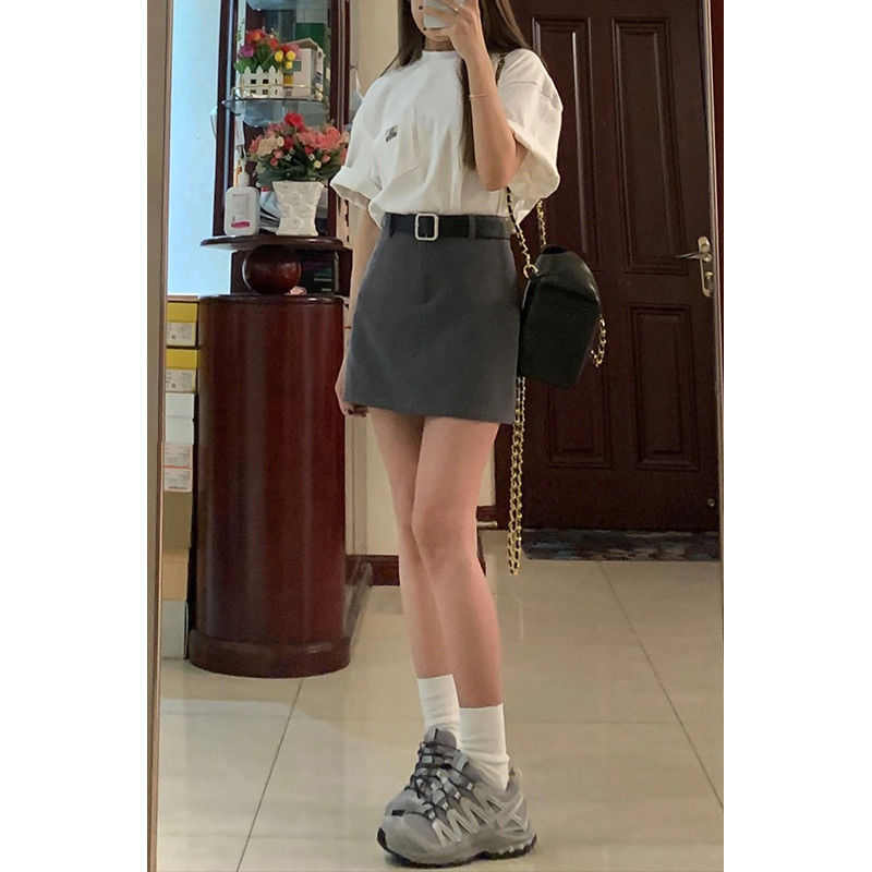 Large size fat mm suit short skirt for women high waist spring and autumn 2024 new slim and small A-line hip skirt