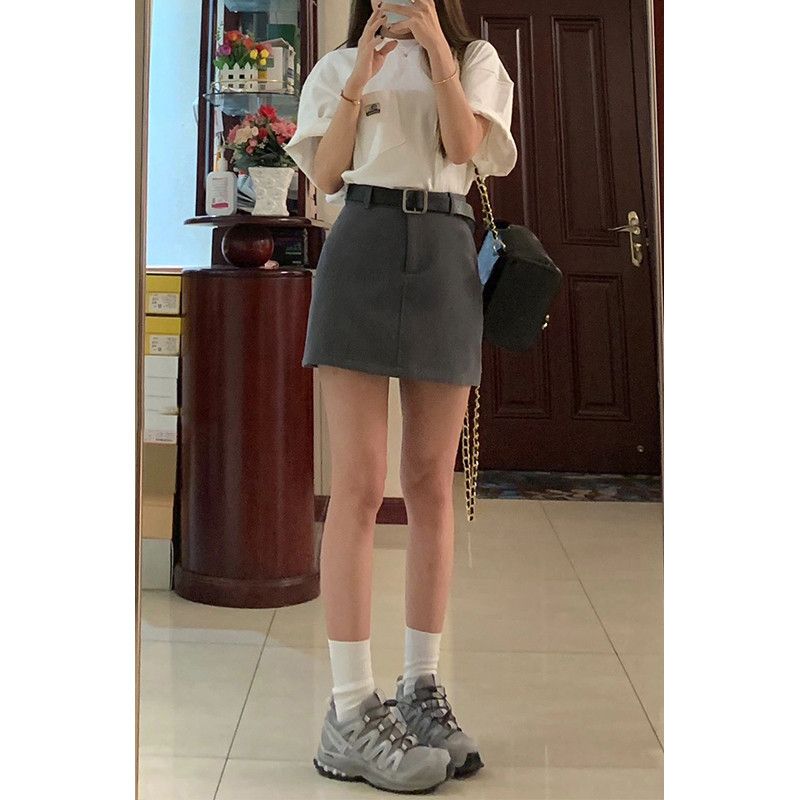 Large size fat mm suit short skirt for women high waist spring and autumn 2024 new slim and small A-line hip skirt