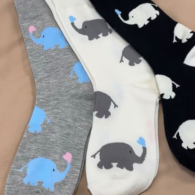 Popular socks for teenagers, women's spring and summer Korean version of Little Elephant Seamless Thin Socks, Chinese and Japanese cute and sweet girls' mid-calf socks