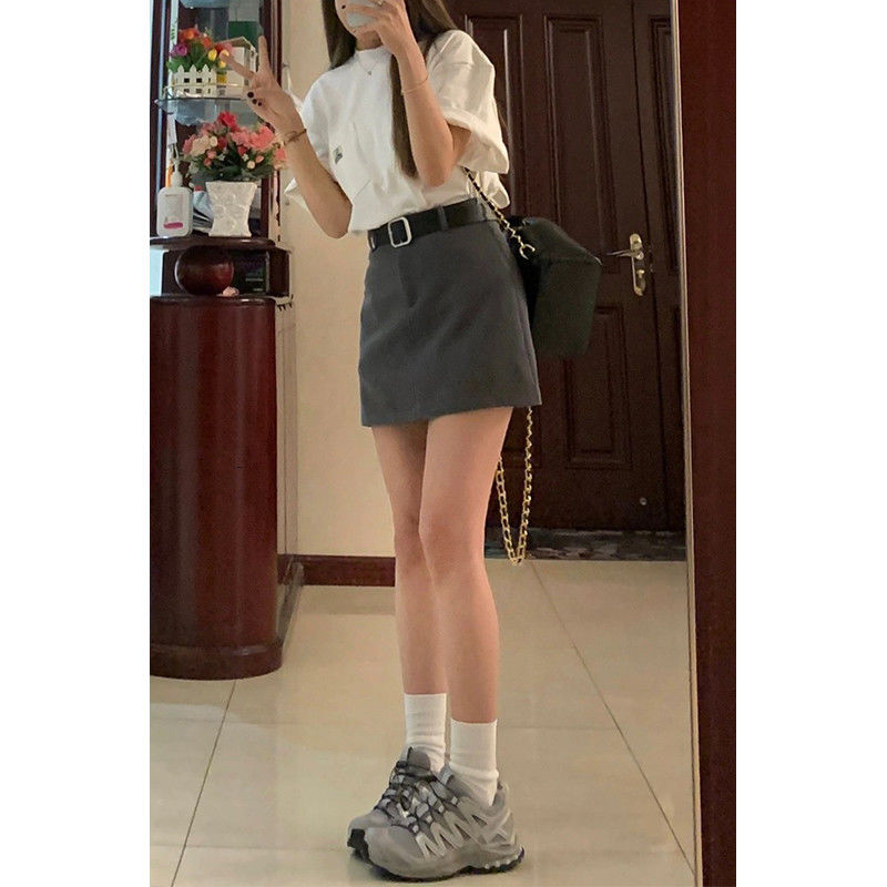 Large size fat mm suit short skirt for women high waist spring and autumn 2024 new slim and small A-line hip skirt