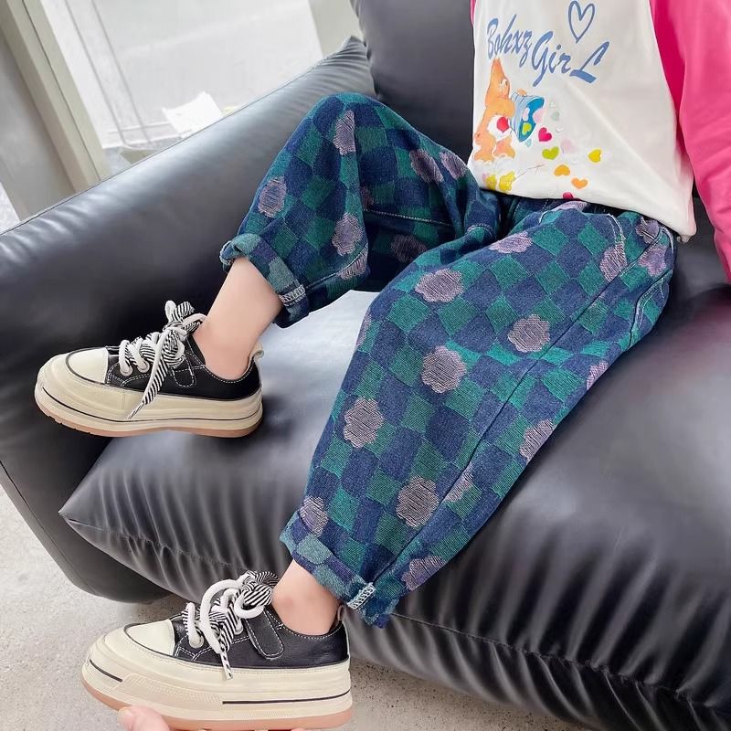 Girls jeans spring and autumn 2024 new style children's style loose pants baby girl spring casual trousers spring clothing