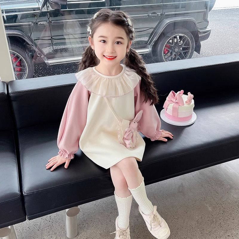 Girls Dress Spring and Autumn 2024 New Children's Autumn Fashionable and Sweet Skirt Baby Girl Spring Sweater Dress
