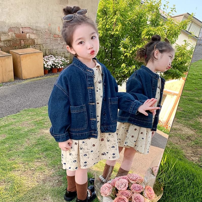 Girls Casual Jackets 2024 Spring Children's Korean Fashion Clothes Baby Girl Denim Tops Loose and Versatile Children's Clothes