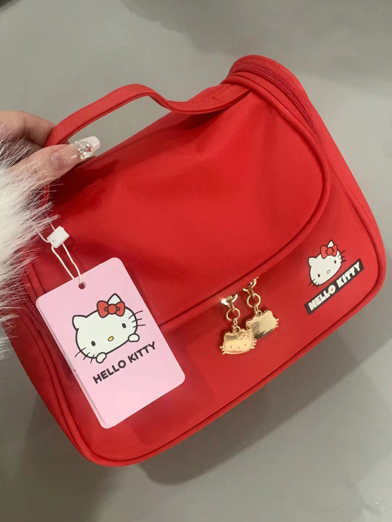 hellokitty化妝包女旅行便攜式大容量手提可愛洗漱收納包2024新款