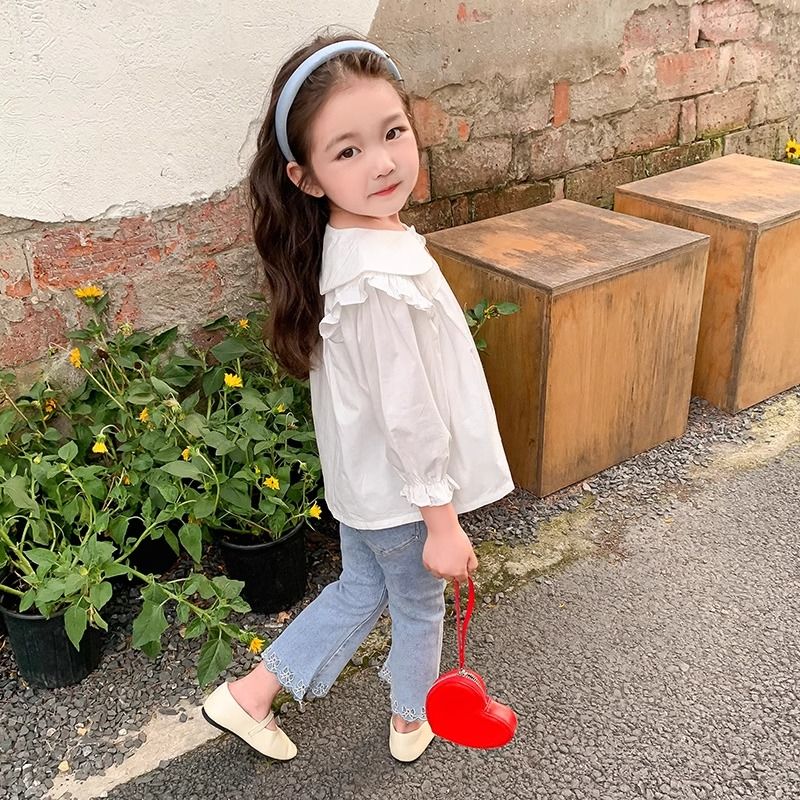 Girls' shirts long-sleeved spring and autumn 2024 new little girl tops fashionable children's doll shirts baby spring shirts