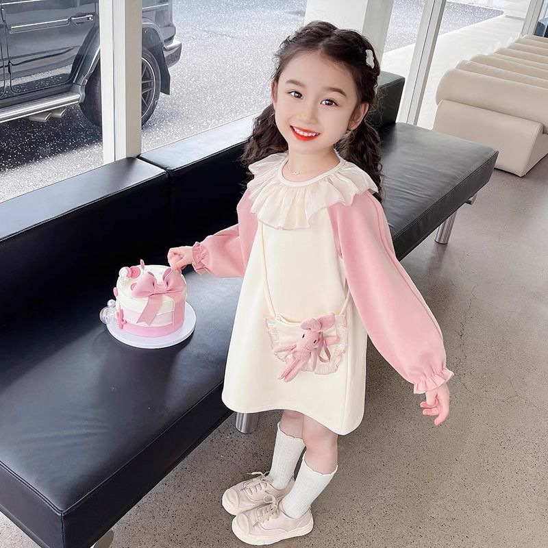 Girls Dress Spring and Autumn 2024 New Children's Autumn Fashionable and Sweet Skirt Baby Girl Spring Sweater Dress