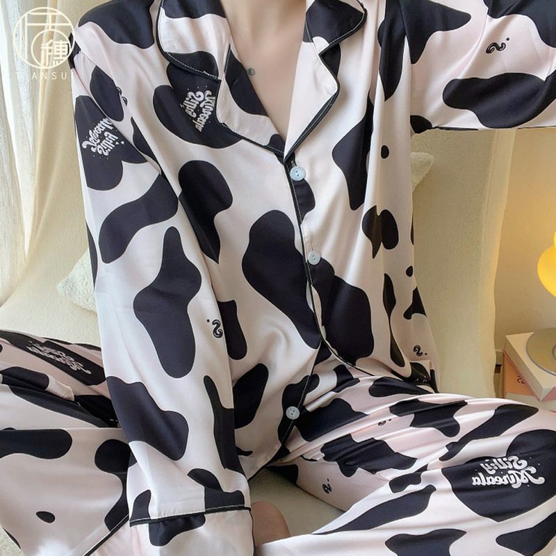 新款睡衣女冰雪絲春秋季ins日系長袖簡約學生少女春家居服夏套裝